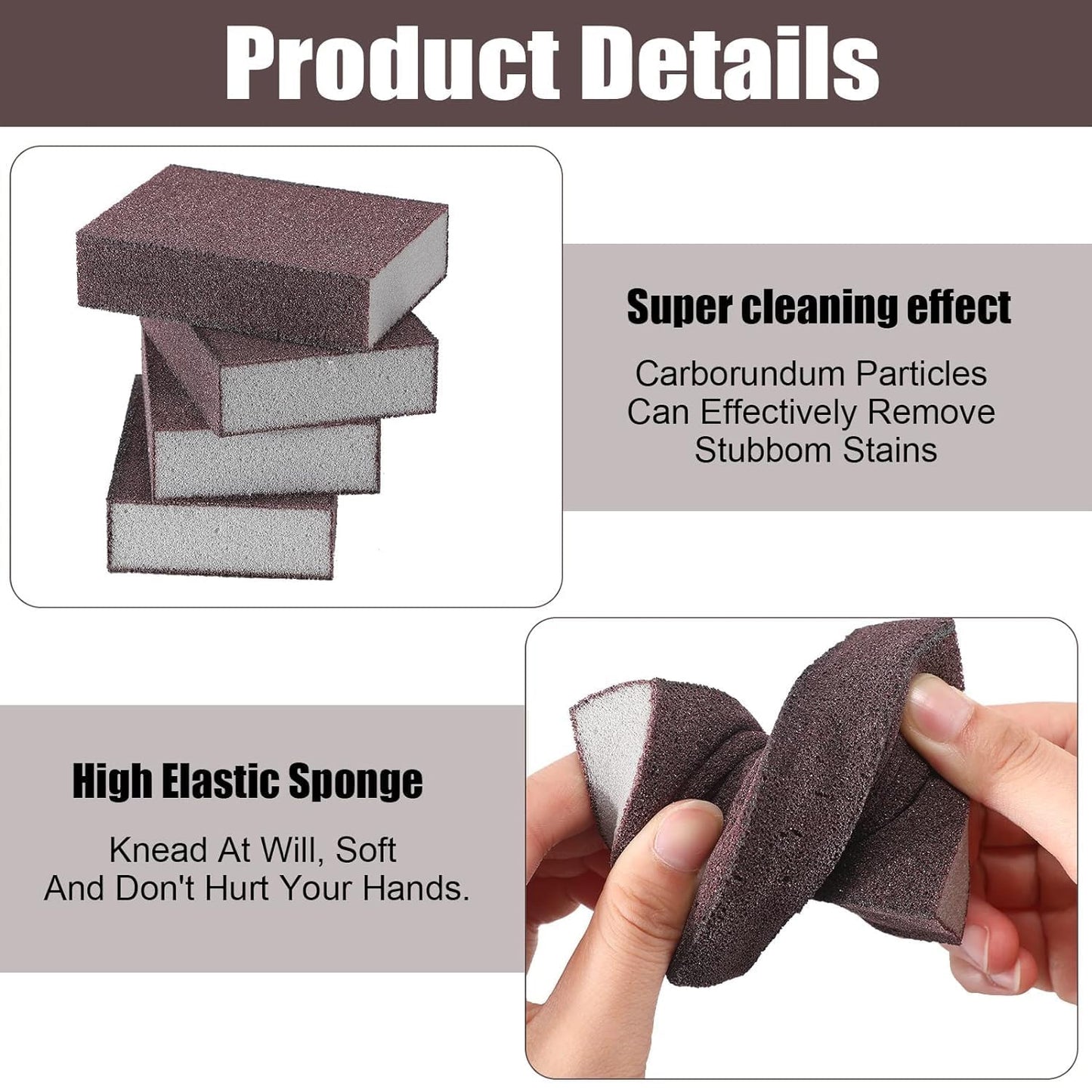 Wukusy multipurpose kitchen cleaning sponge scrub block, 10x7 cm, showing textured scrubbing surface and compact design.