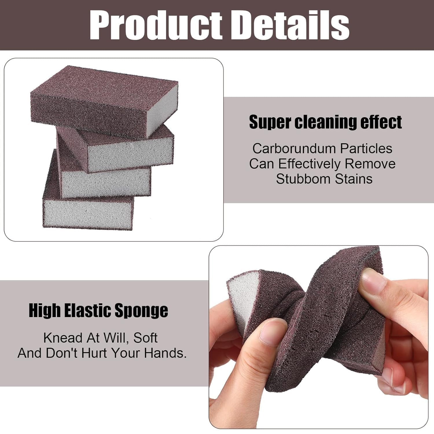 Wukusy multipurpose kitchen cleaning sponge scrub block, 10x7 cm, showing textured scrubbing surface and compact design.