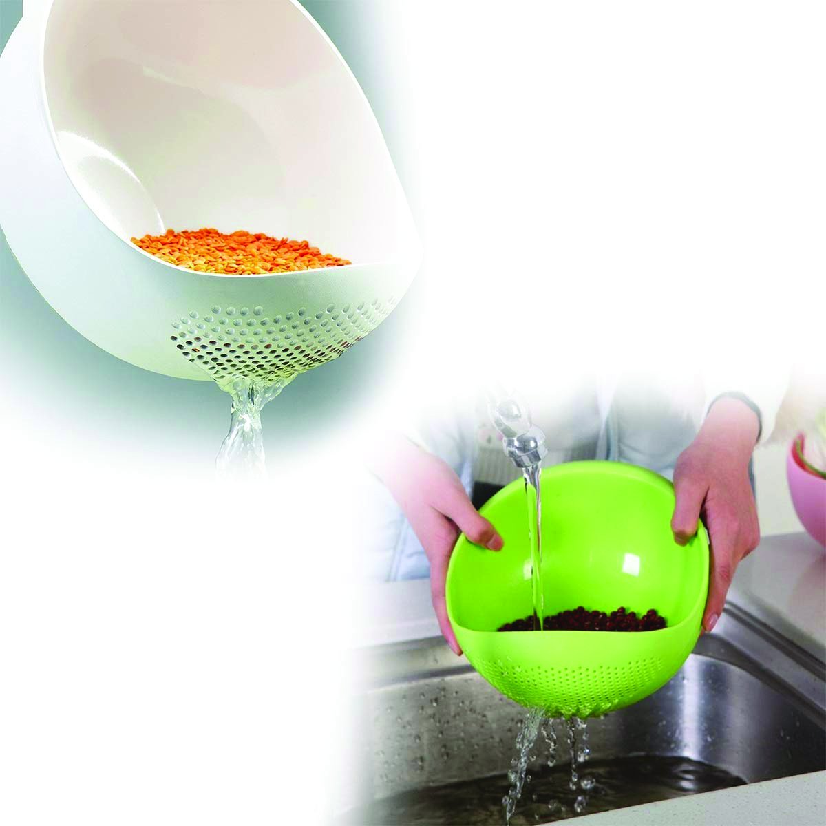 Wukusy 108 Kitchen plastic rice bowl strainer, large size for storing and straining rice, with a smooth, durable design
