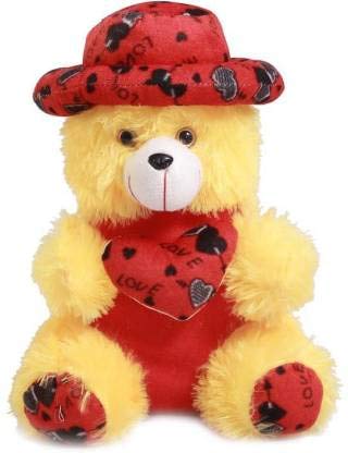 Yellow love teddy plush for desk decor and gifting, soft and cute home decor light from Drpshippr.