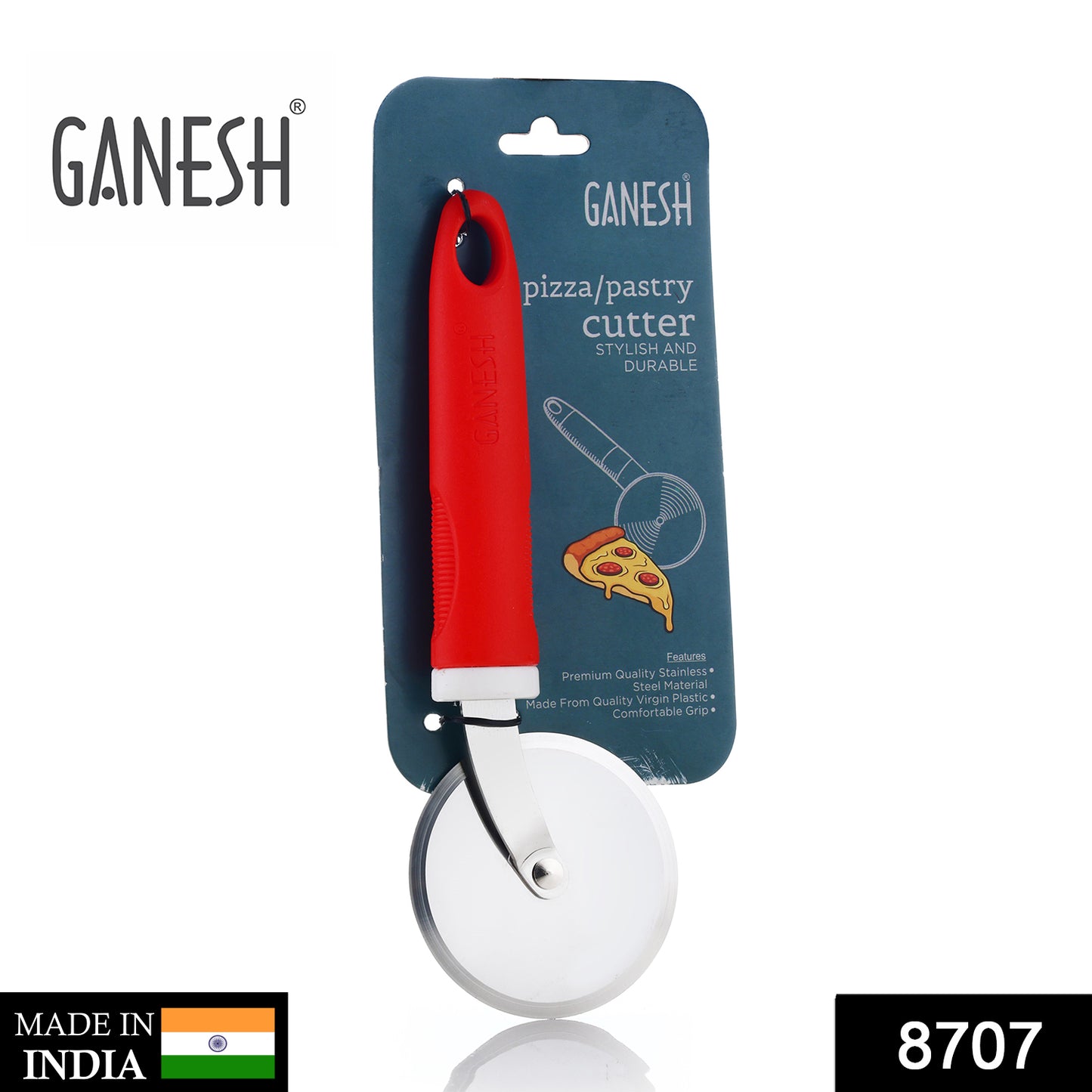 Wukusy Ganesh pizza pastry cutter wheel, stainless steel kitchen tool for slicing pizzas and pastries with a detailed Ganesh design