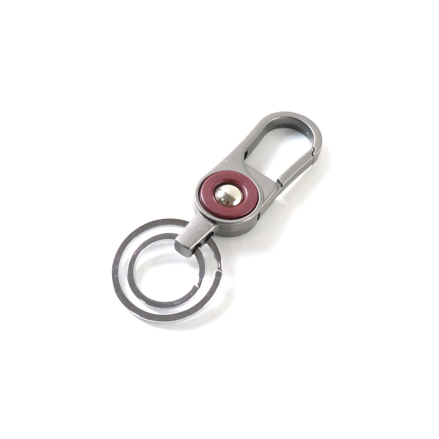 Wukusy premium metal key holder with dual rings and secure clip for organized key storage, shown in close-up view.