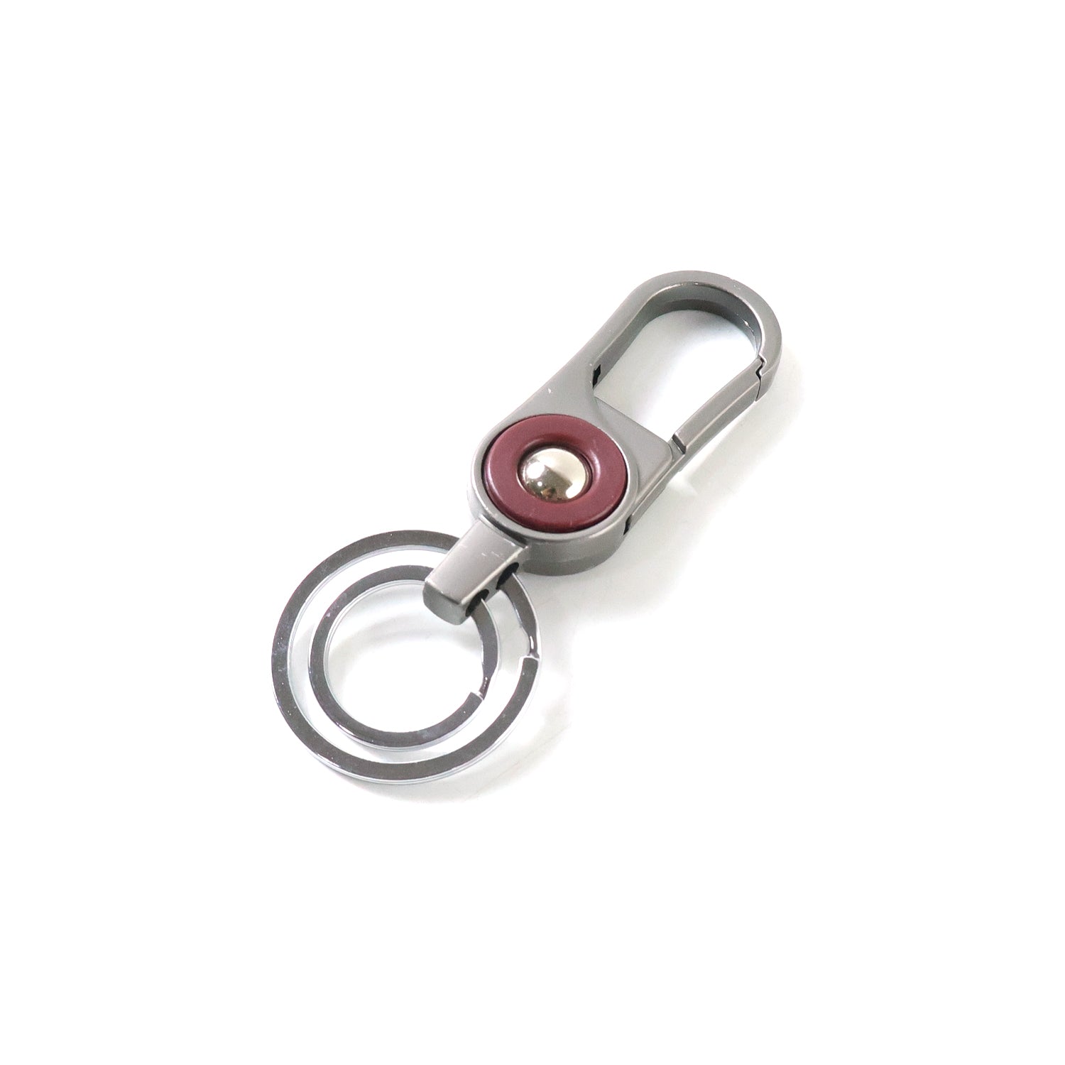 Wukusy premium metal key holder with dual rings and secure clip for organized key storage, shown in close-up view.