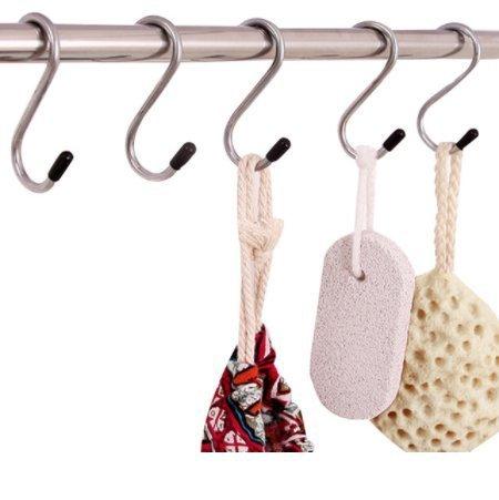 Set of 5 Wukusy heavy-duty S-shaped stainless steel hanging hooks for home improvement, ideal for organizing and hanging items.