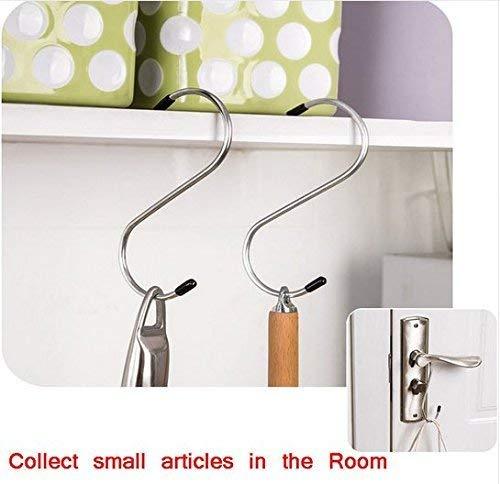 Set of 5 heavy-duty S-shaped stainless steel hanging hooks by Wukusy, ideal for home improvement and organizational use.