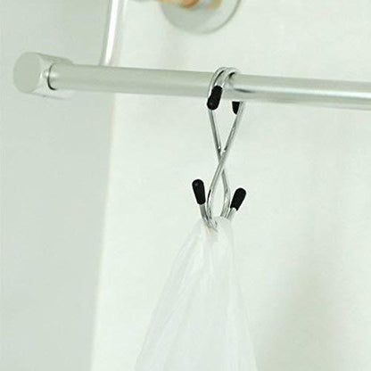 Set of four heavy-duty S-shaped stainless steel hanging hooks by Wukusy for home improvement and organizational use.