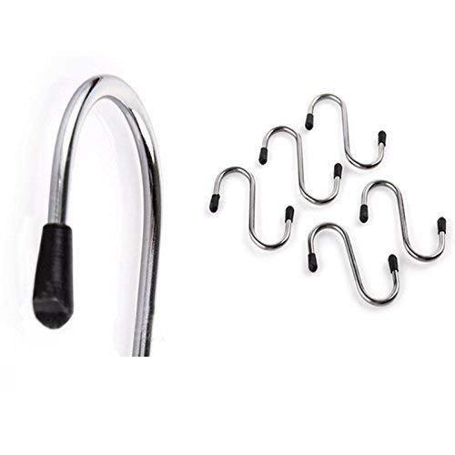 Set of 5 heavy-duty S-shaped stainless steel hanging hooks by Wukusy, ideal for home improvement and versatile hanging solutions.
