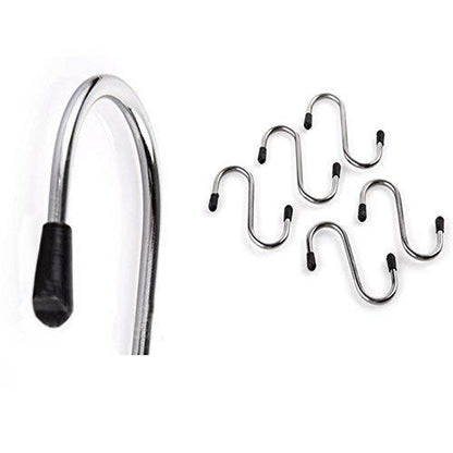 Set of 5 heavy-duty S-shaped stainless steel hanging hooks by Wukusy, ideal for home improvement and versatile hanging solutions.