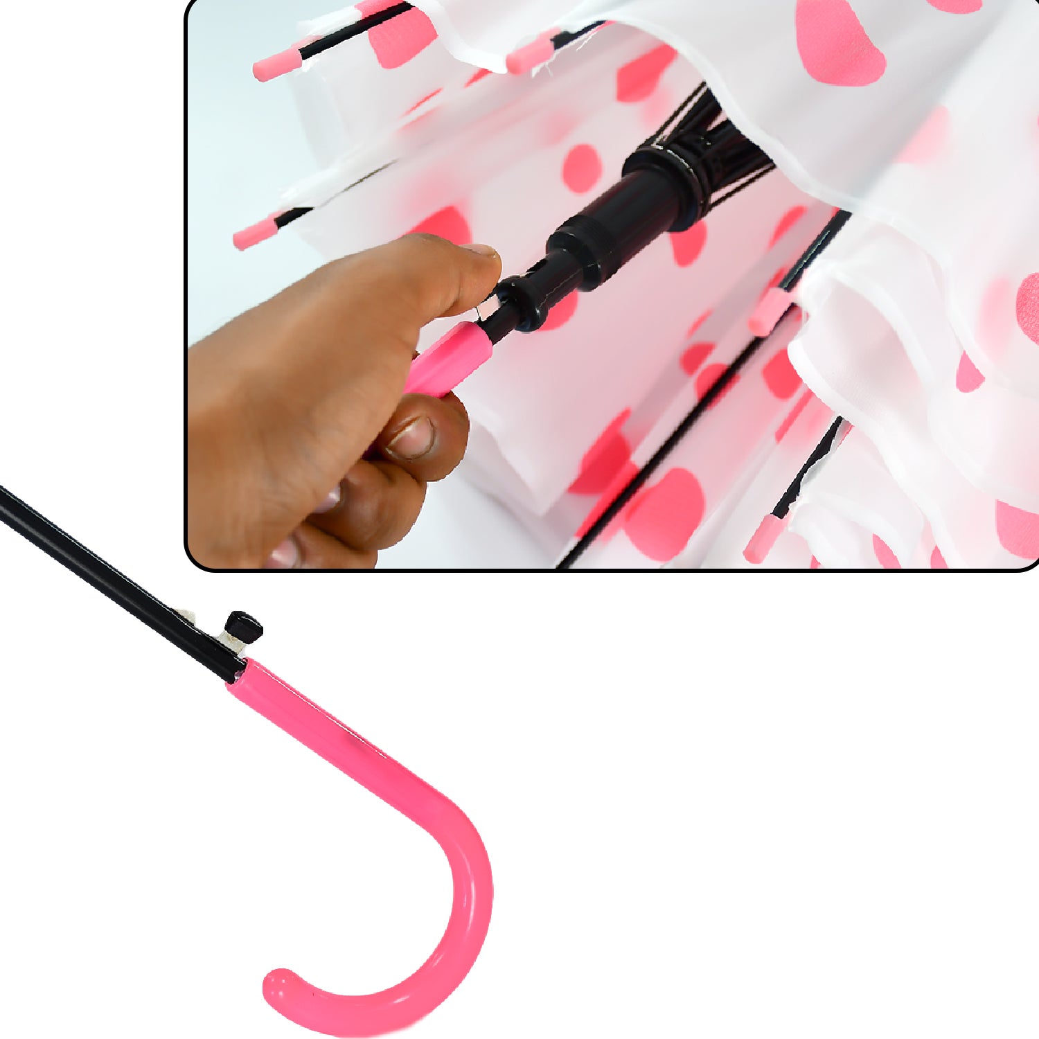 Multicolor Wukusy 6258 dot printed umbrella for men and women, showing the vibrant, patterned canopy open during daylight.