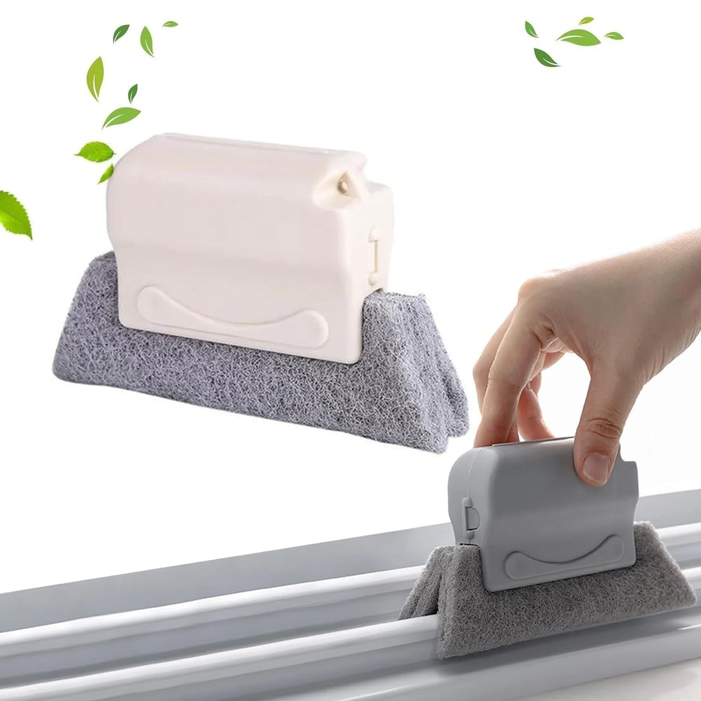 Wukusy 2-piece multipurpose window and surface cleaning tool set with squeegee and scrubber for home cleaning tasks