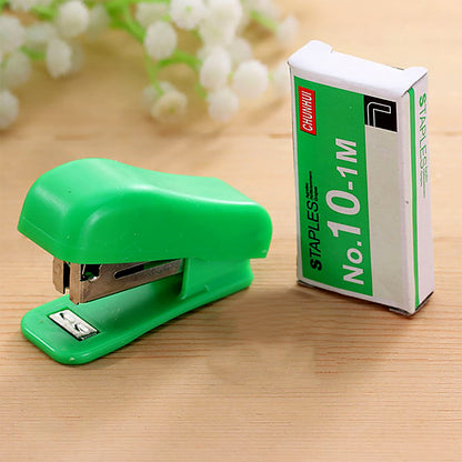 Wukusy mini stapler set with assorted colors, includes No.10 staplers and pins, 20-piece office supply kit.