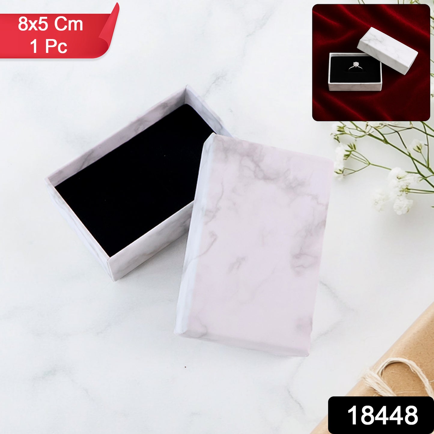 Marble finish empty gift box, 8x5 cm, from Wukusy, suitable for home improvement or gift packaging.