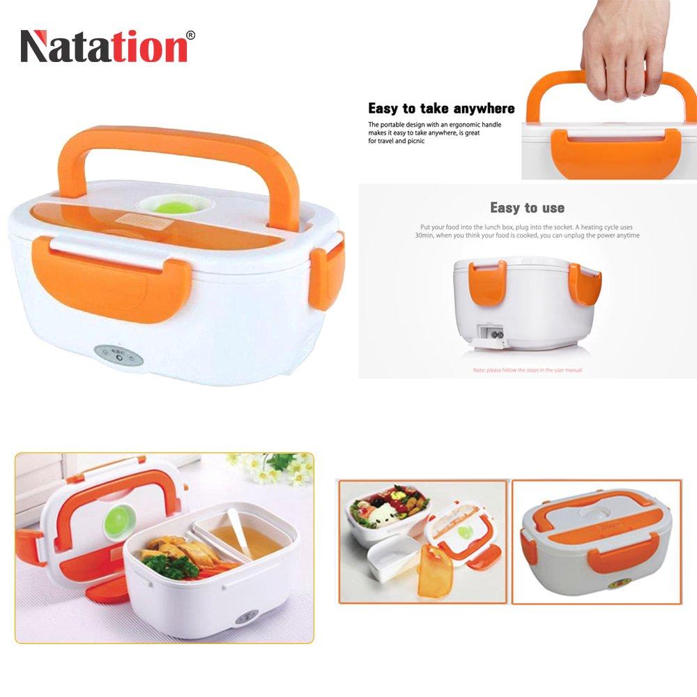 Wukusy 058 electric lunch box with lid, compact design, and heating compartment for portable meal heating.