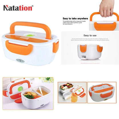 Wukusy 058 electric lunch box with lid, compact design, and heating compartment for portable meal heating.