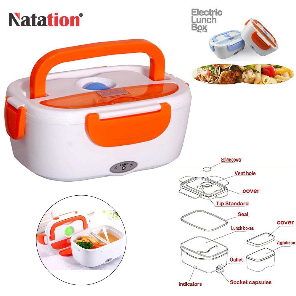 Wukusy 058 electric lunch box with sleek design, featuring a lid and heating compartments for portable meal heating.