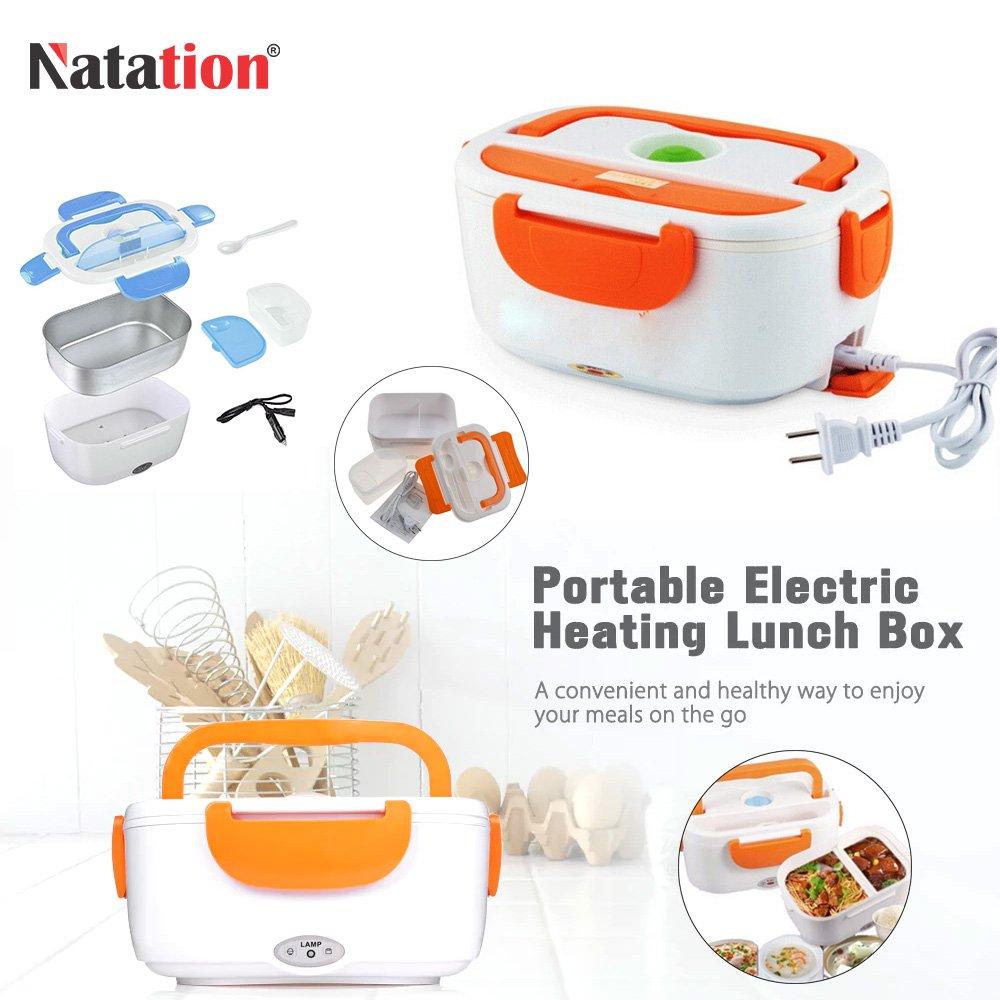 Wukusy 058 electric lunch box with lid and handle, compact design ideal for portable hot meals and food storage.