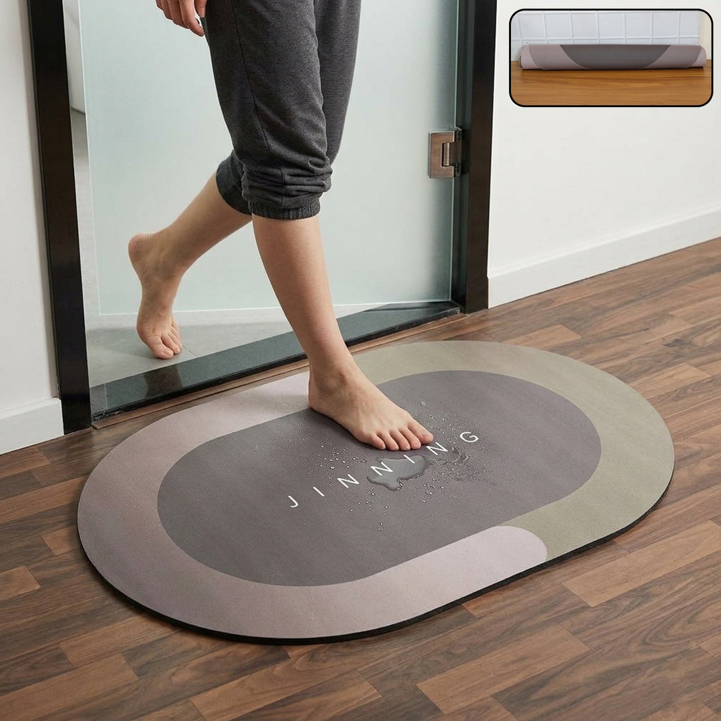 Wukusy B-grade soft floor mat in beige, 118x76 cm, shown rolled out with plush, cushioned surface for comfortable flooring.