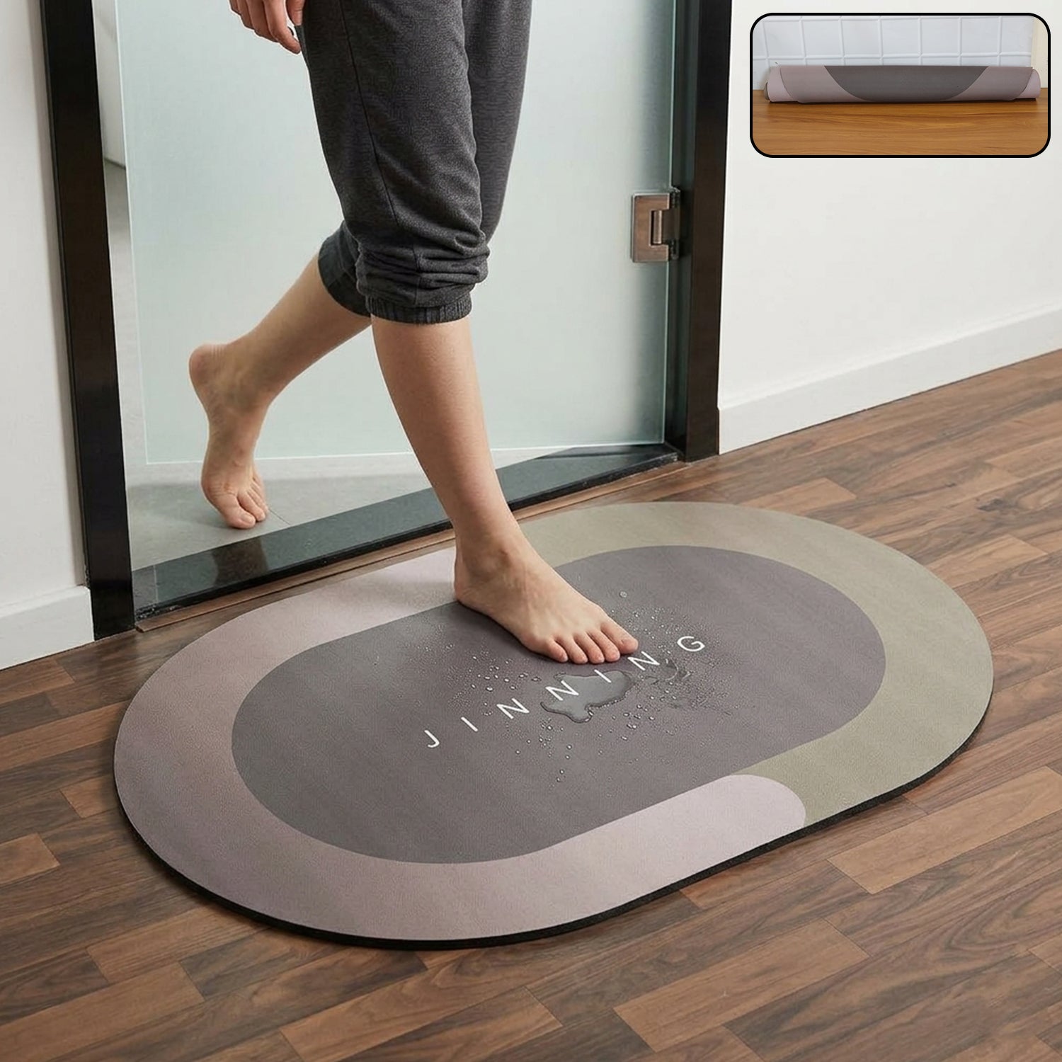 Wukusy B-grade soft floor mat in beige, 118x76 cm, shown rolled out with plush, cushioned surface for comfortable flooring.