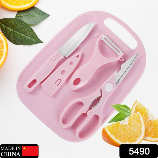 Wukusy 4-piece mini travel cutting board set with knives, peeler, and scissors for camping, picnic, and outdoor kitchen use.