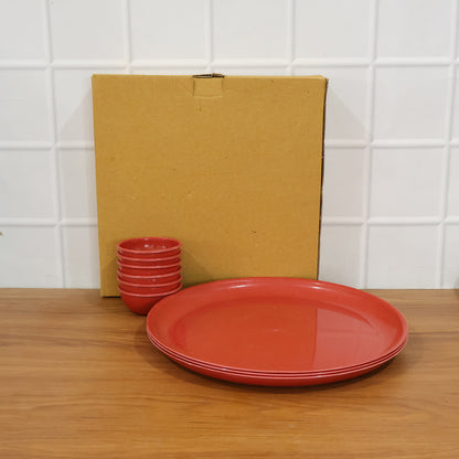 Wukusy multipurpose serving plate and bowl set with 3 plates and 6 bowls in mixed colors, perfect for serving and family meals.
