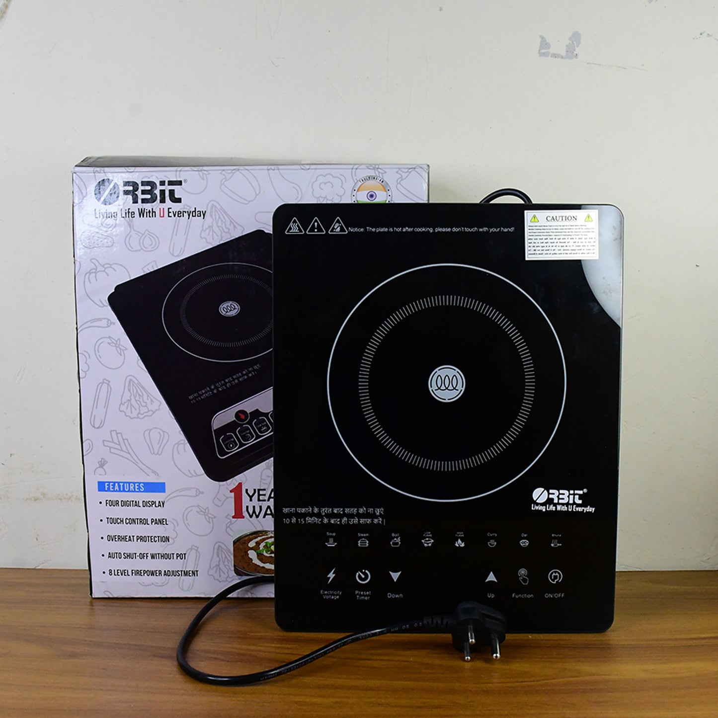 Wukusy Orbit Touch Control Induction Cooker with 2000W power, featuring digital touch interface and multiple cooking modes.