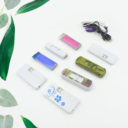 Wukusy electric USB lighter for men and women, slim, rechargeable, windproof flameless coil cigarette lighter with charging cable.