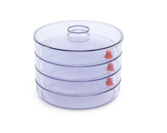 White plastic sprout maker with four compartments by Wukusy, showing the four separate sprouting containers for easy growth.