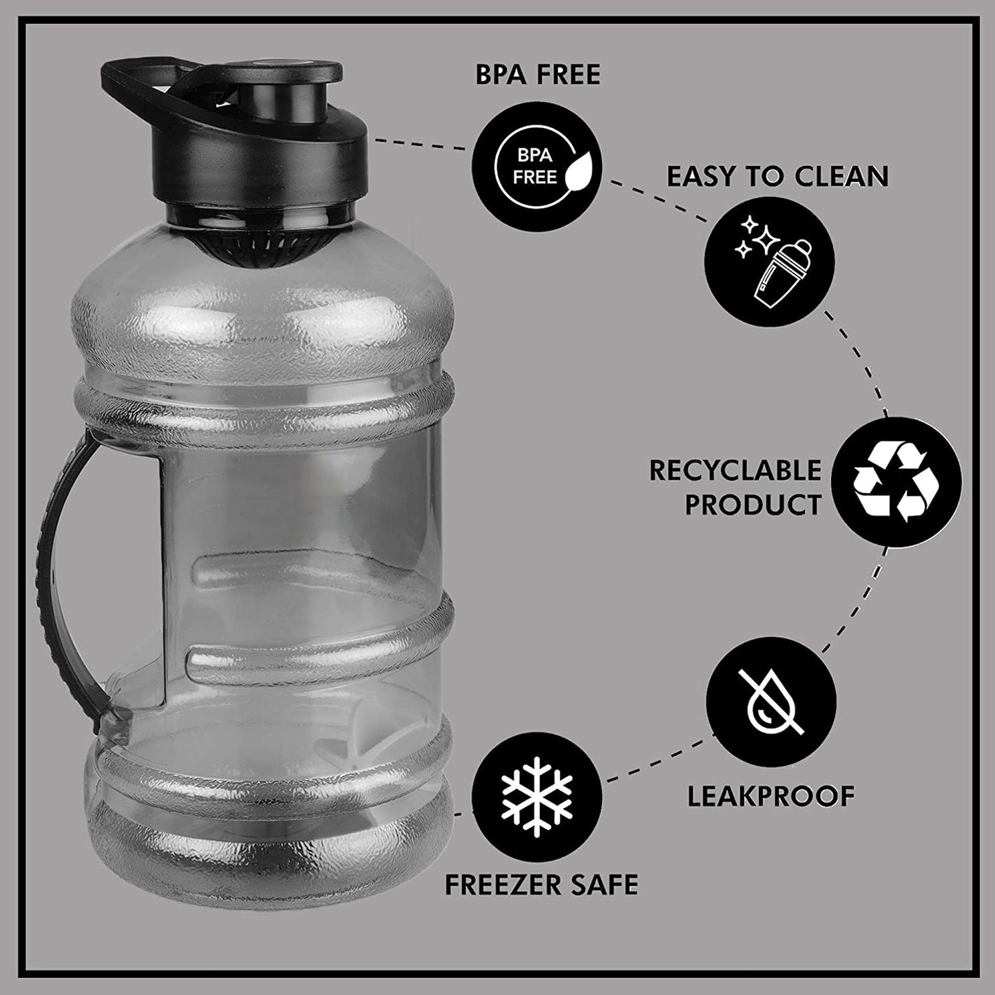 Wukusy 4828 Sports gym water bottle with 1.5L capacity, built-in mixer and strainer for hydration and fitness use