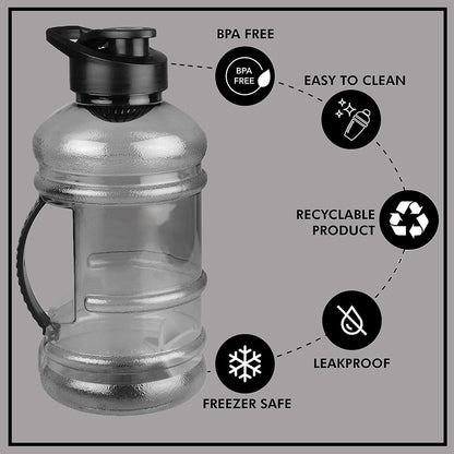 Wukusy 4828 Sports gym water bottle with 1.5L capacity, built-in mixer and strainer for hydration and fitness use
