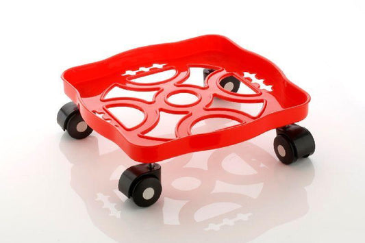 Wukusy 099 square plastic gas cylinder trolley with sturdy handle and wheels for safe transportation of gas cylinders.