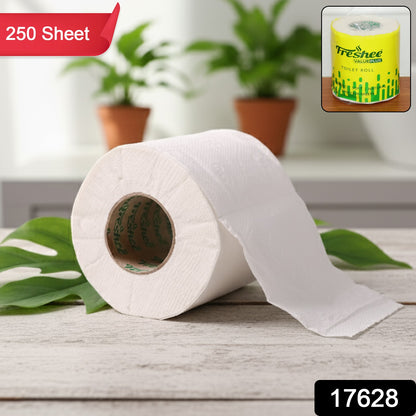 Wukusy Freshee ultra-soft 2-ply toilet roll with 250 sheets, showcasing soft, white paper on a roll.
