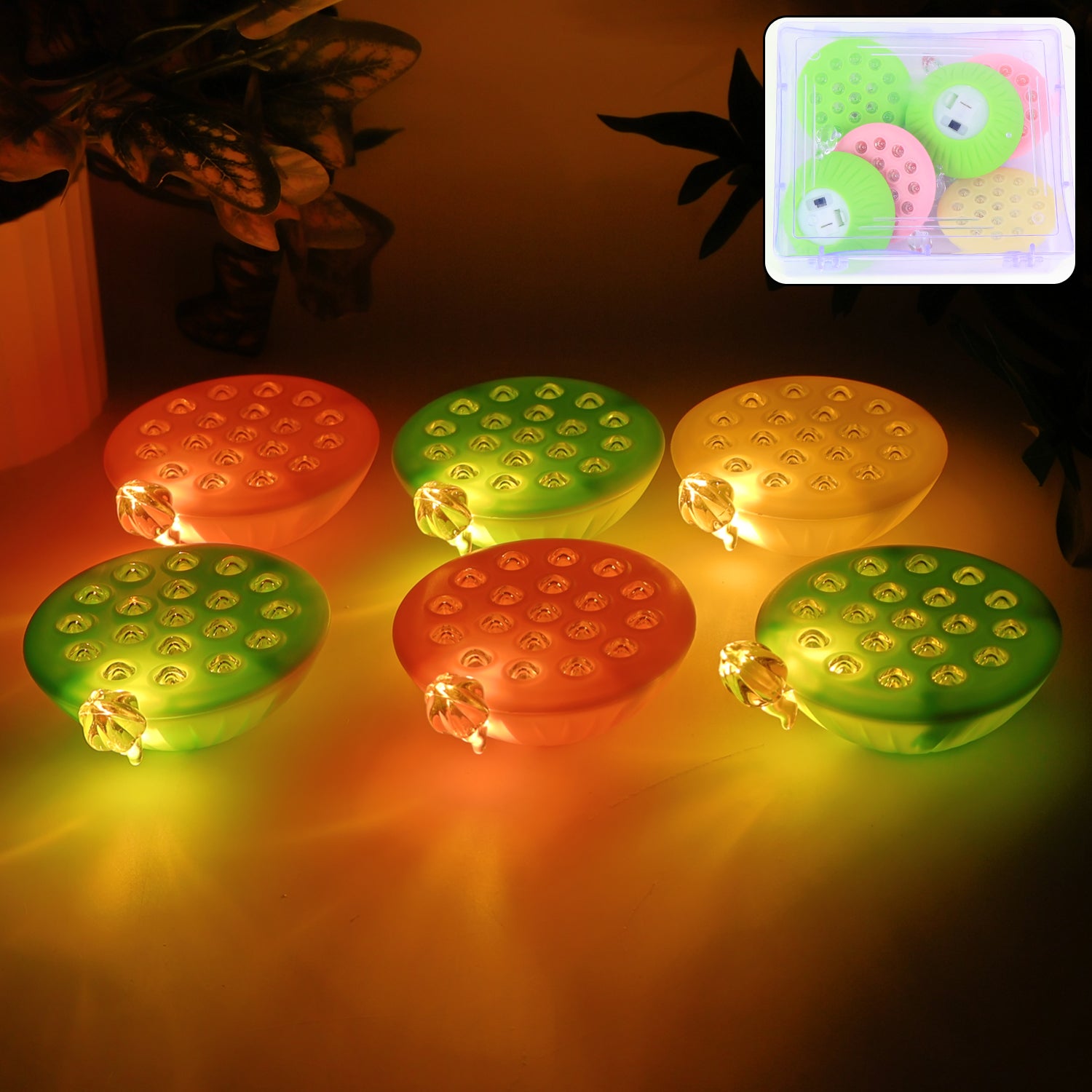 Set of 6 Wukusy Lotus Canopy LED decorative lamps for home decor, featuring elegant floral design and warm lighting.