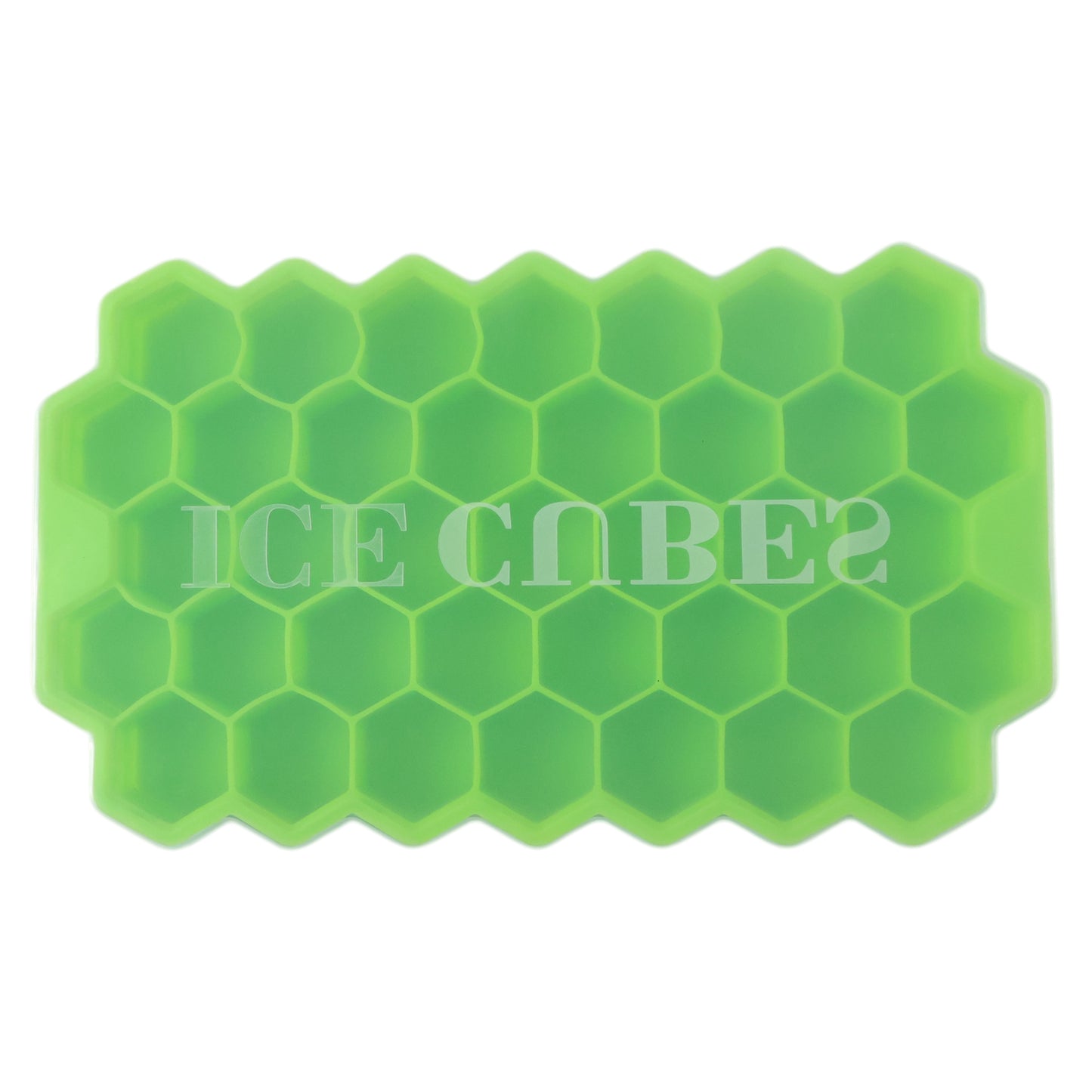 Wukusy premium honeycomb silicone ice cube tray with lid, showing 16 hexagonal ice cubes in a black tray with a clear lid.
