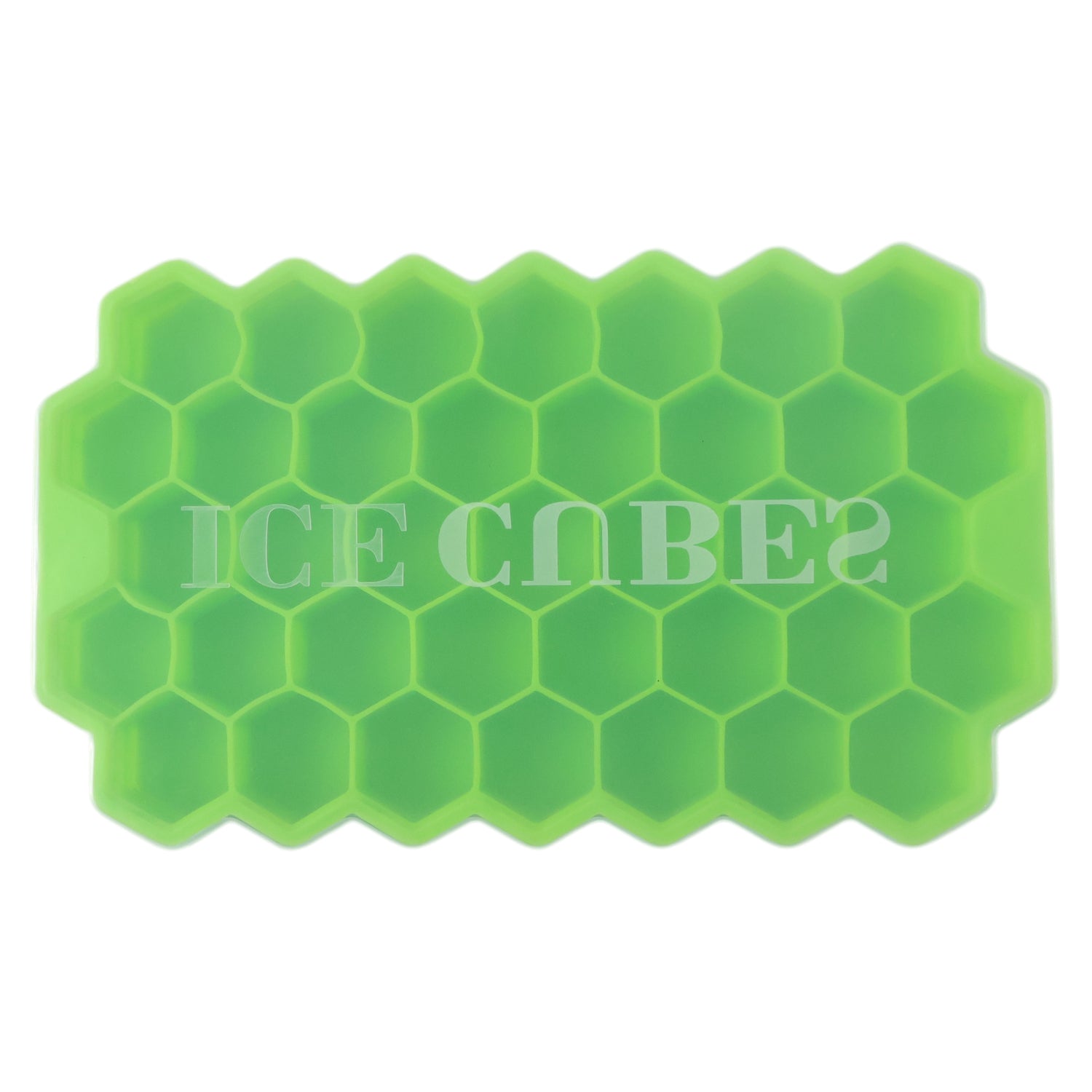 Wukusy premium honeycomb silicone ice cube tray with lid, showing 16 hexagonal ice cubes in a black tray with a clear lid.