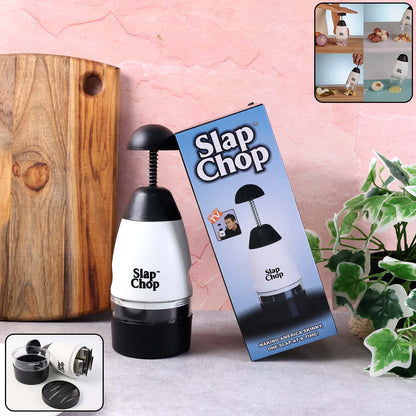 Wukusy Slap Chop hand vegetable and fruit chopper with stainless steel blades and ergonomic grip for easy food prep.