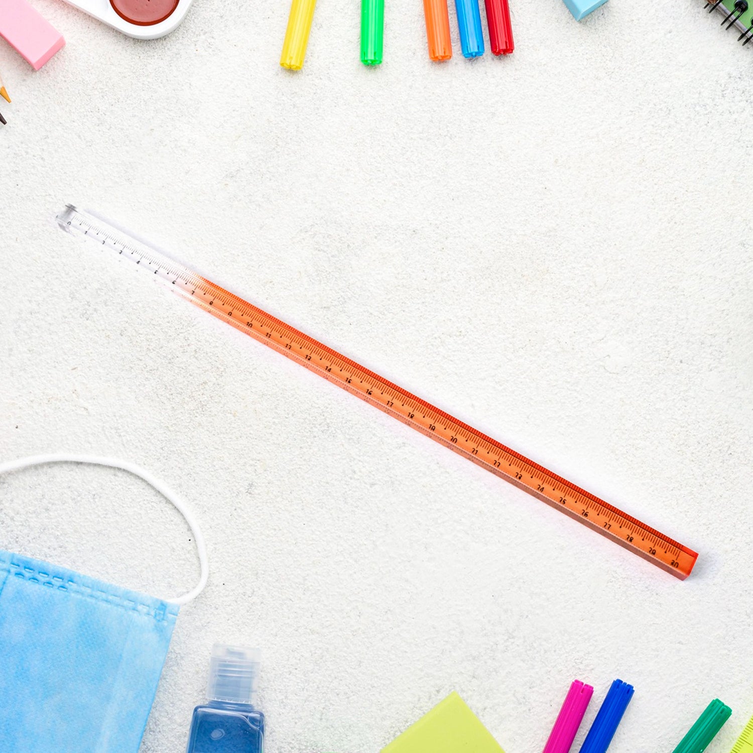Colorful acrylic ruler set, 30 cm length, by Wukusy, featuring a single multi-colored ruler for home improvement projects.
