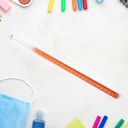 Colorful acrylic ruler set, 30 cm length, by Wukusy, featuring a single multi-colored ruler for home improvement projects.