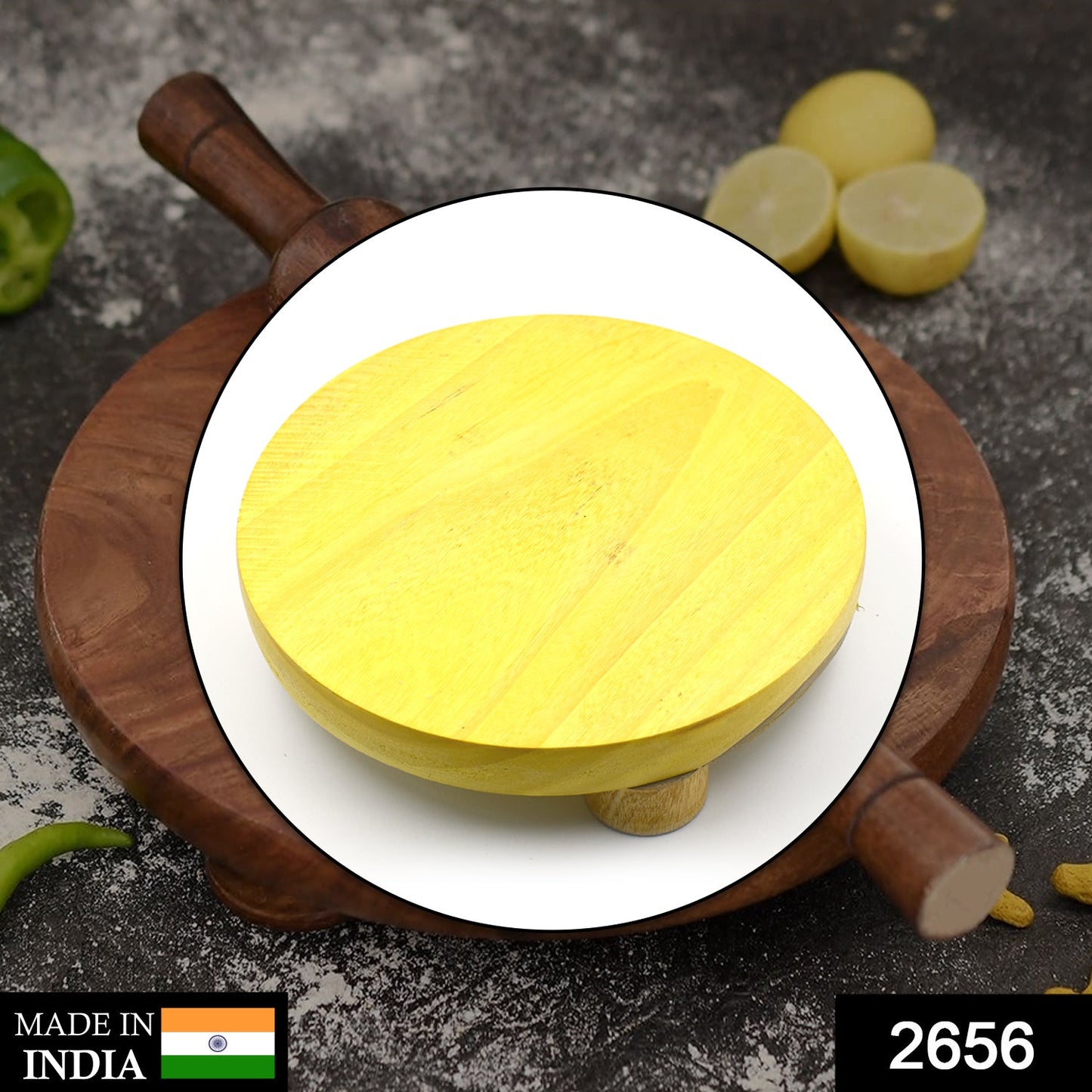 Wukusy 2656 round Patala kitchen tool used for home purposes, side view showing smooth surface and traditional design