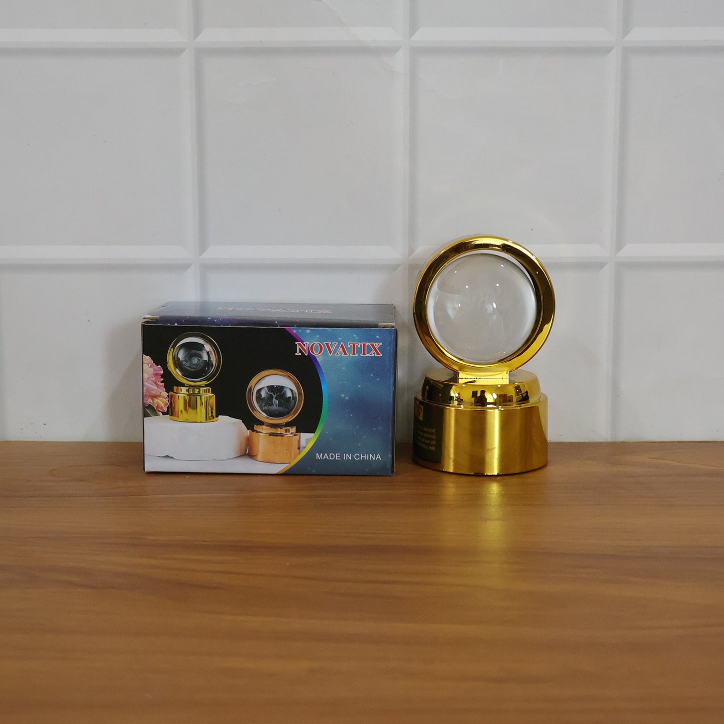 Wukusy 3D crystal ball LED night lamp featuring a goddess design, decorative lighting for bedroom or ambient space.