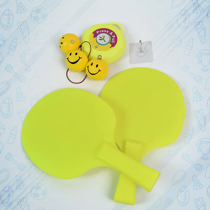 Wukusy hanging table tennis trainer set with three balls, toy sports equipment for active play and practice.