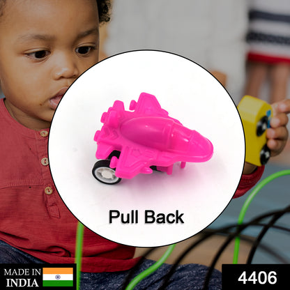 Wukusy 4406 Int Pull Back Mini Plane toy with colorful plastic body and small wings, designed for children’s play and collection.