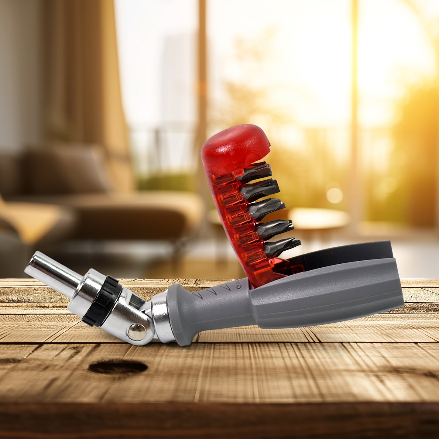 Wukusy multi bits ratchet screwdriver set with adjustable angle and two-way ratcheting mechanism, includes various screwdriver bits.