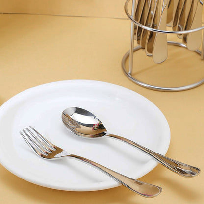 Wukusy Apex Premium Stainless Steel Cutlery 16-piece set including forks, knives, spoons, and teaspoons for home and kitchen use.