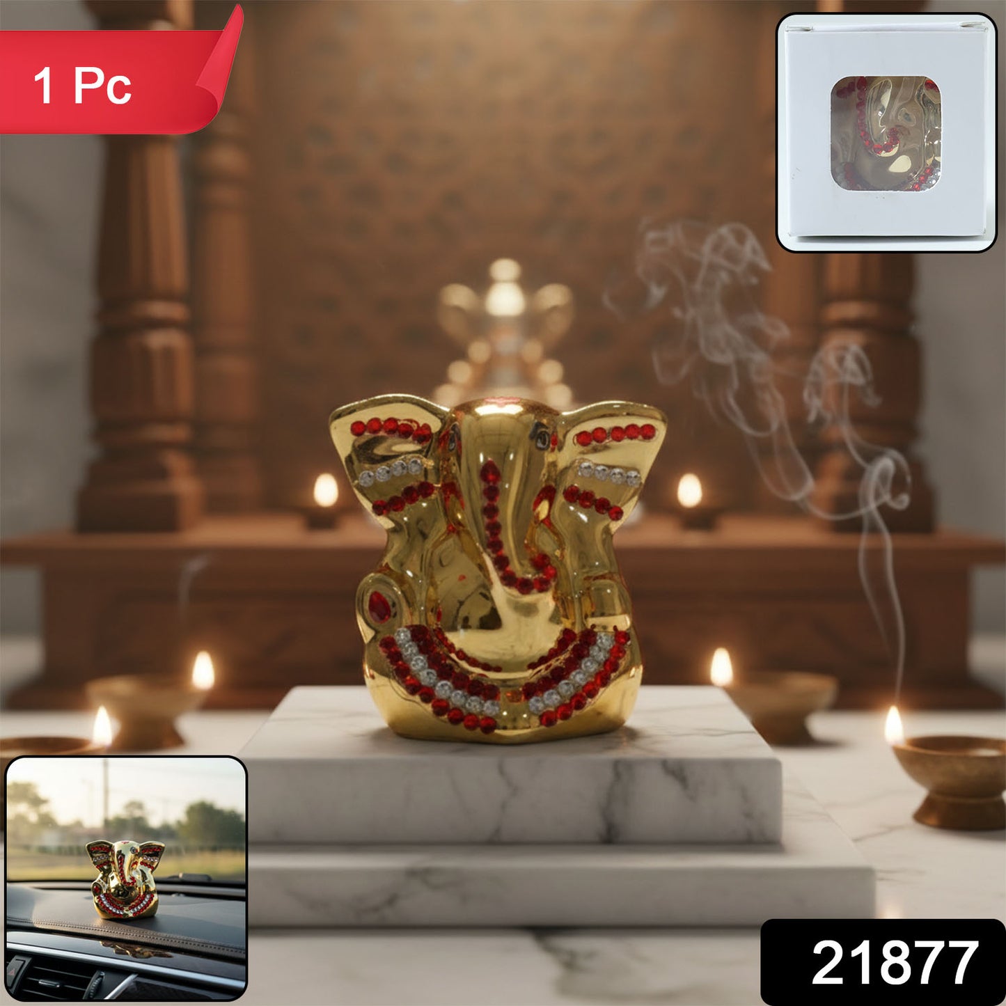 Golden Lord Ganesha idol decorative showpiece by Wukusy, featuring intricate design and elegant craftsmanship.