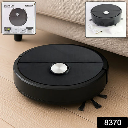 Wukusy vacuum cleaner sweeping robot on hardwood floor, compact home improvement robot for automated cleaning.