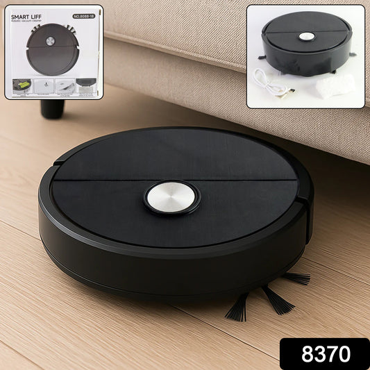 Wukusy vacuum cleaner sweeping robot on hardwood floor, compact home improvement robot for automated cleaning.