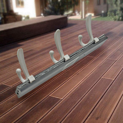 Wukusy 7571 cloth hanger wall door hooks rail with six hooks for hanging clothes, jackets, hats, and coats on a wall or door.