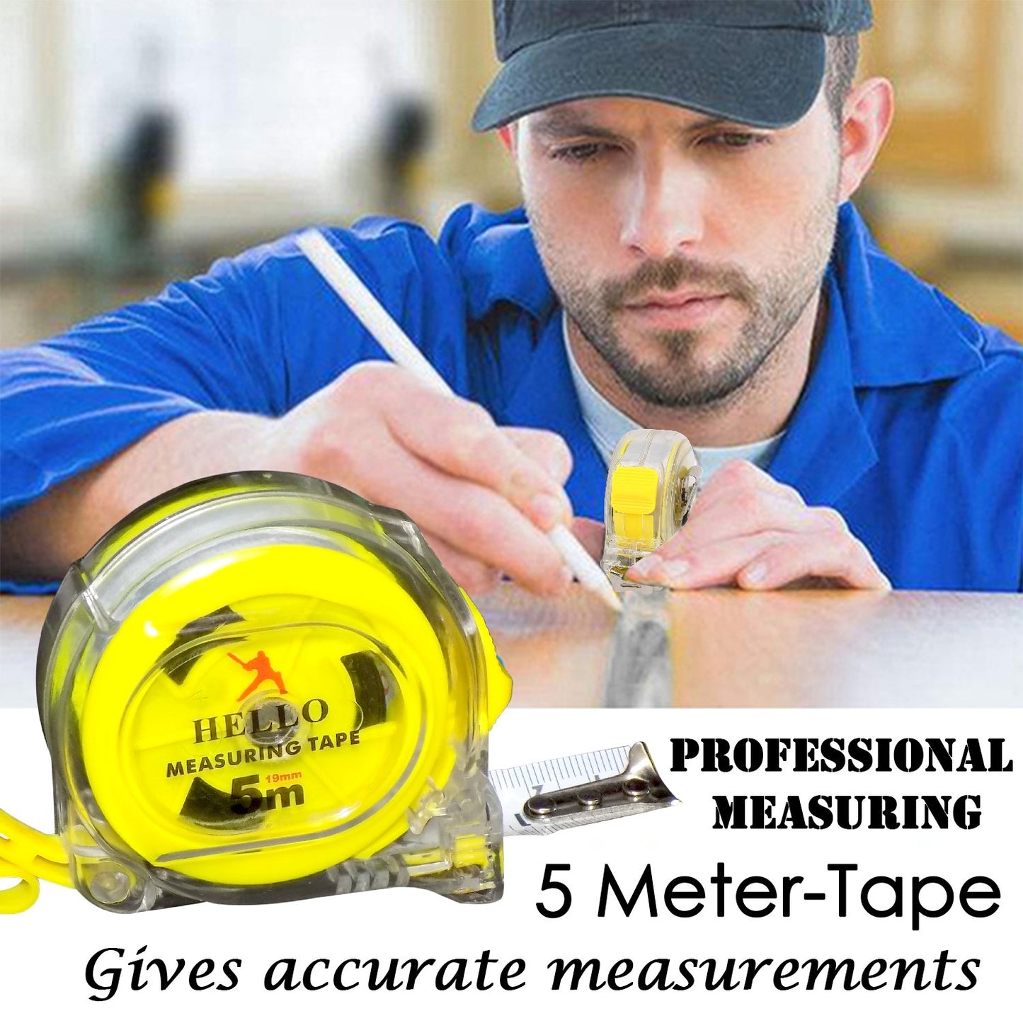 Wukusy 1685 Professional Measuring Tape, 5-meter metal tape with locking mechanism and durable casing for precise measurements.