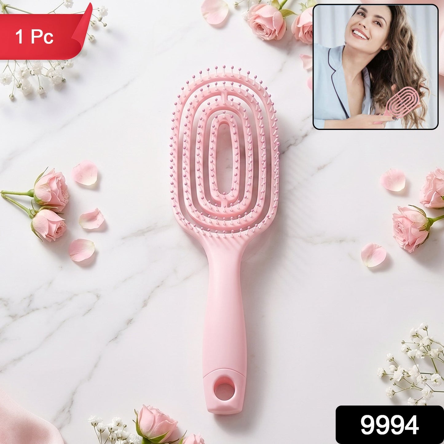 Wukusy curved vented massage hair brush and detangling comb for men and women, designed for gentle styling and detangling.
