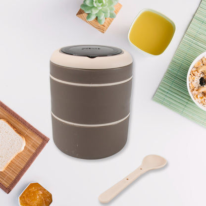 Wukusy Ganesh Smart Stack 2-layer stainless steel lunch box with airtight, leak-proof design, ideal for office, school, and picnic use.